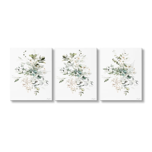 Stupell Industries Herbal Botanicals Pattern Botanical & Floral Painting Gallery Wrapped Canvas Art Print Wall Art, 24 x 30, Set of 3