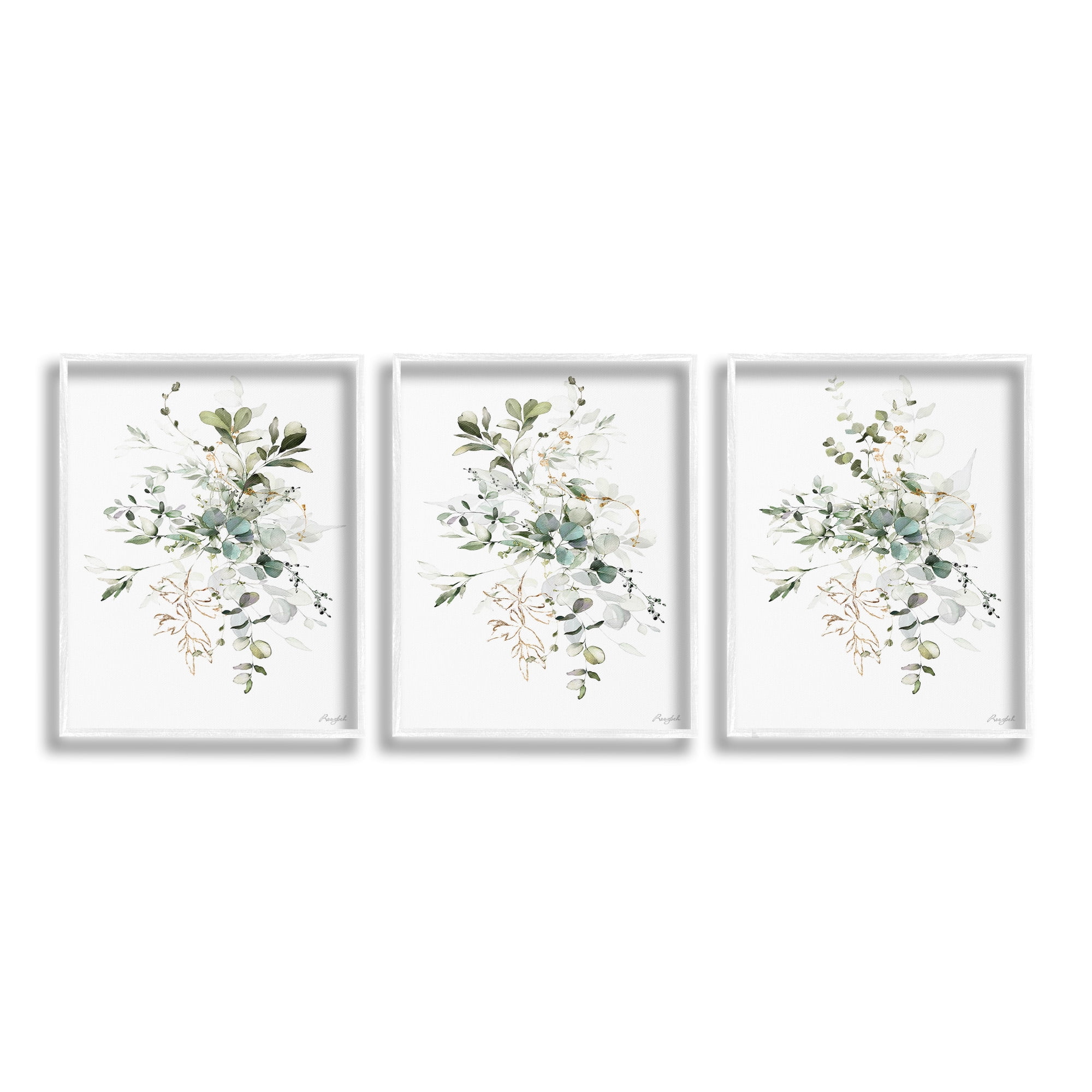Stupell Industries Herbal Botanicals Pattern Botanical & Floral Painting White Framed Art Print Wall Art, 24 x 30, Set of 3