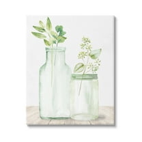 Stupell Industries Herbal Plant Sprigs Country Glass Jars Rustic Painting Graphic Art Gallery Wrapped Canvas Print Wall Art, Design by Kim Allen