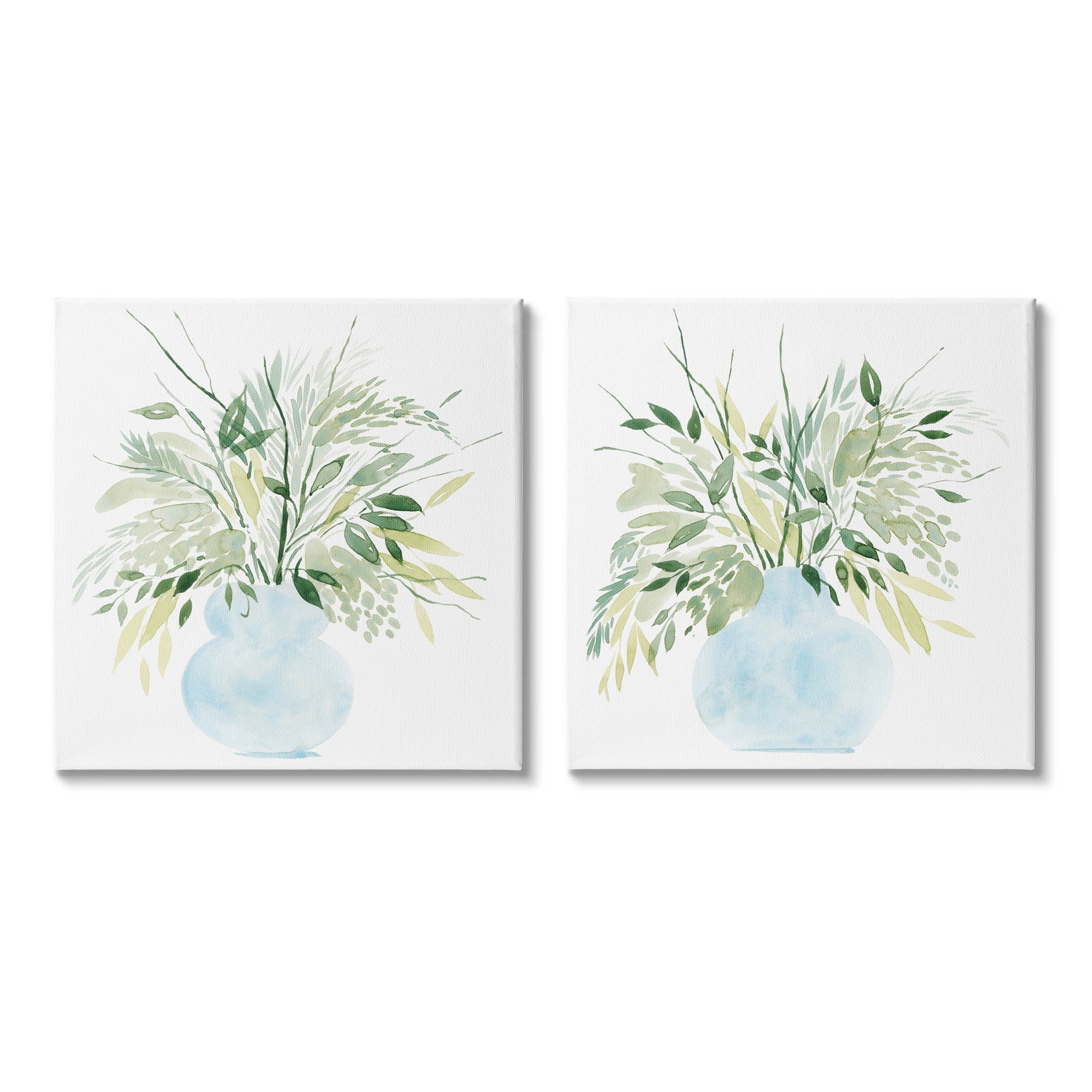 Stupell Industries Herbal Plants Watercolor Vase Graphic Art Gallery Wrapped Canvas Print Wall Art, Set of 2, Design by Grace Popp