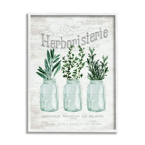 Stupell Industries Herboristerie Kitchen Garden Spice Trio Vintage Parisian Farmhouse, 16 x 20, Design by Lettered and Lined