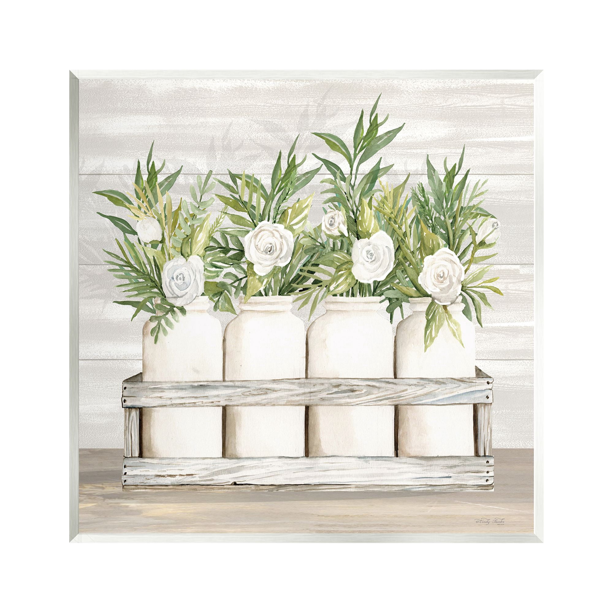 Stupell Industries Herbs & Florals Jars Botanical & Floral Painting Unframed Art Print Wall Art, 12 x 12