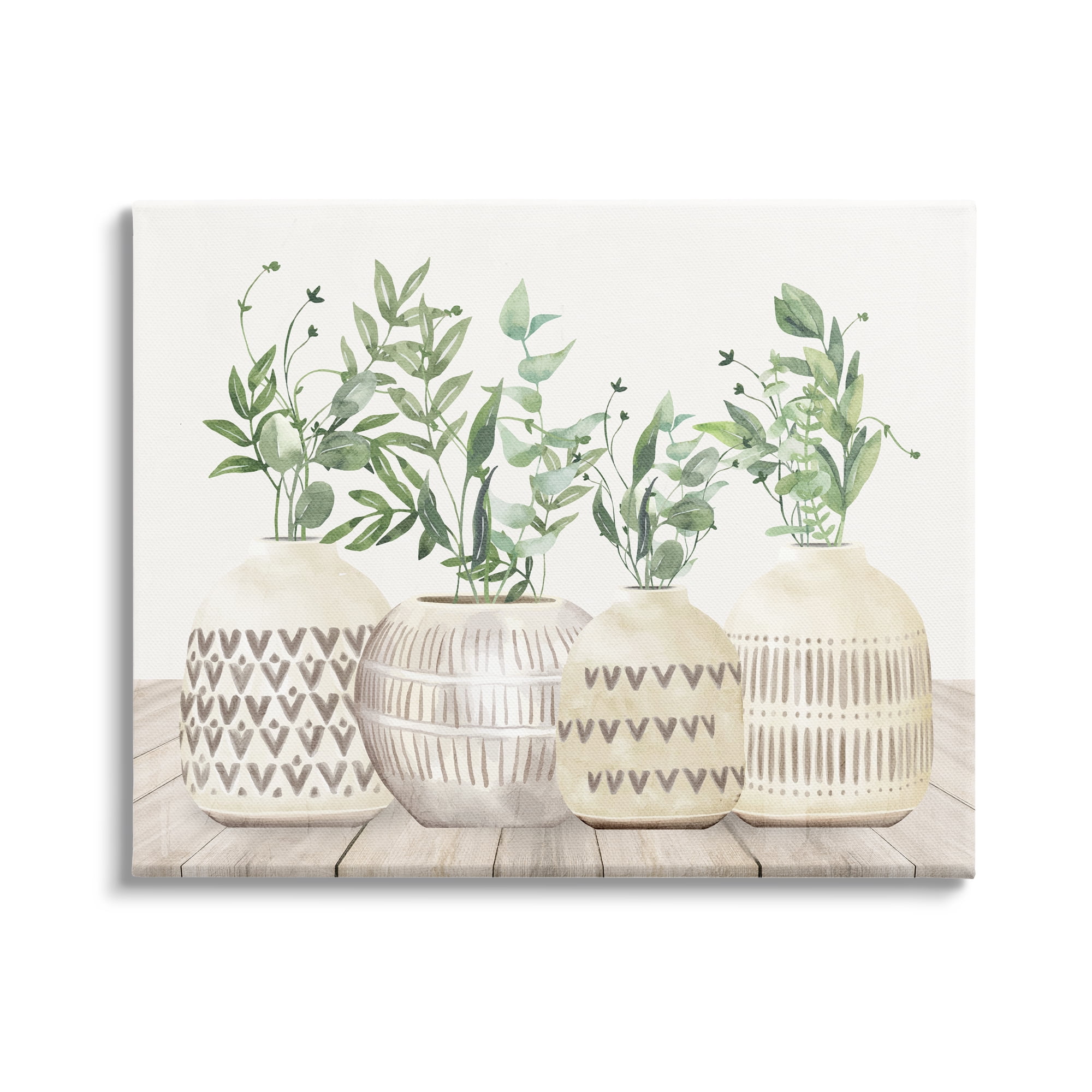 Stupell Industries Herbs in Pottery Still Life Botanical & Floral Painting Gallery Wrapped Canvas Art Print Wall Art, 40 x 30