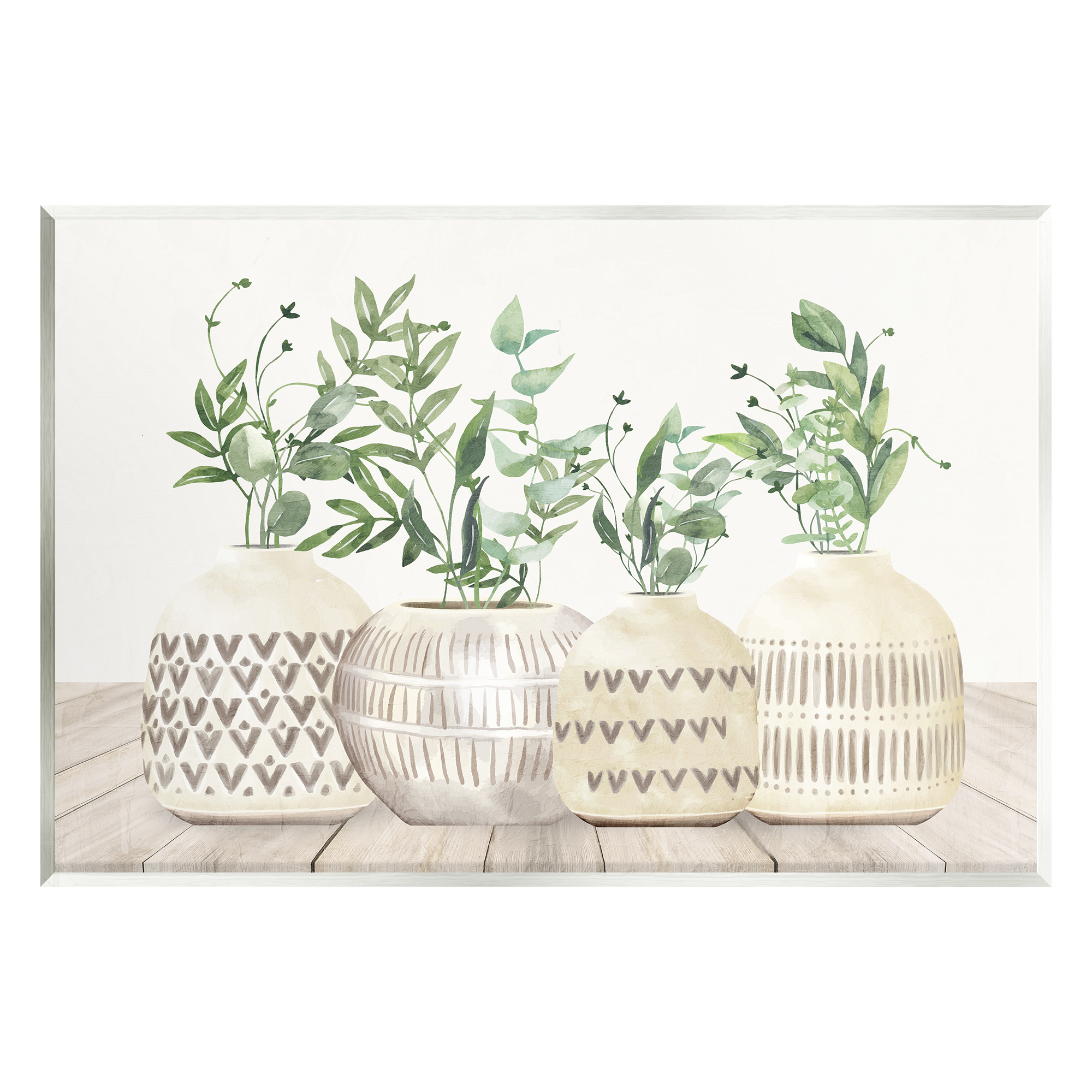 Stupell Industries Herbs in Pottery Still Life Botanical & Floral Painting Unframed Art Print Wall Art, 15 x 10