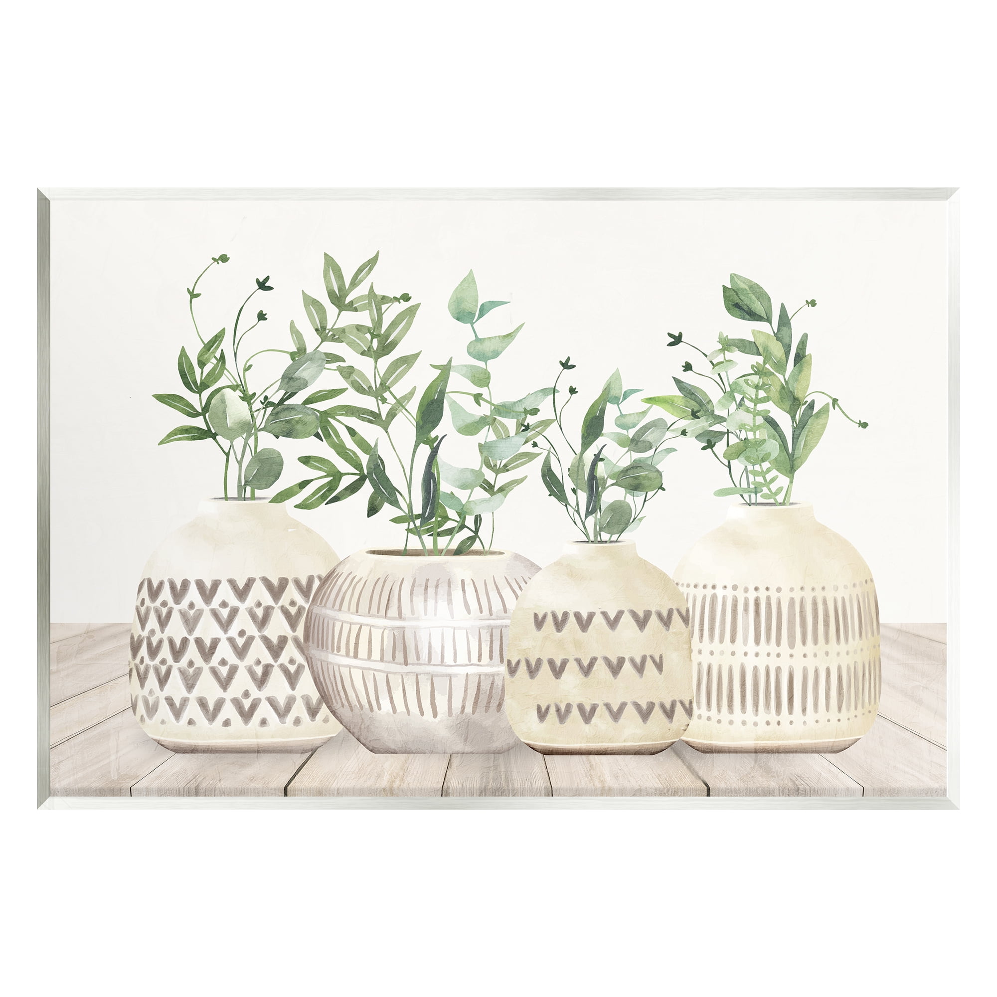 Stupell Industries Herbs in Pottery Still Life Botanical & Floral Painting Unframed Art Print Wall Art, 19 x 13