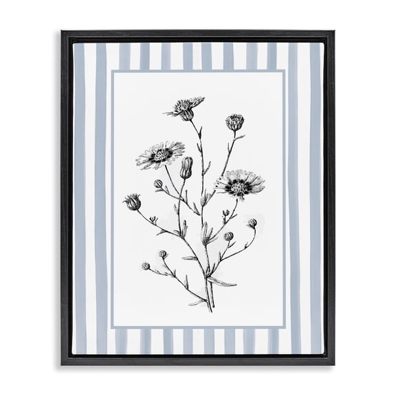 Stupell Industries Herbs in Striped Border Black Framed Floater Canvas Wall Art design by Lettered and Lined, 21 x 17