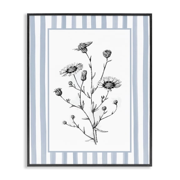 Stupell Industries Herbs in Striped Border Black Framed Giclee Art design by Lettered and Lined, 14 x 11