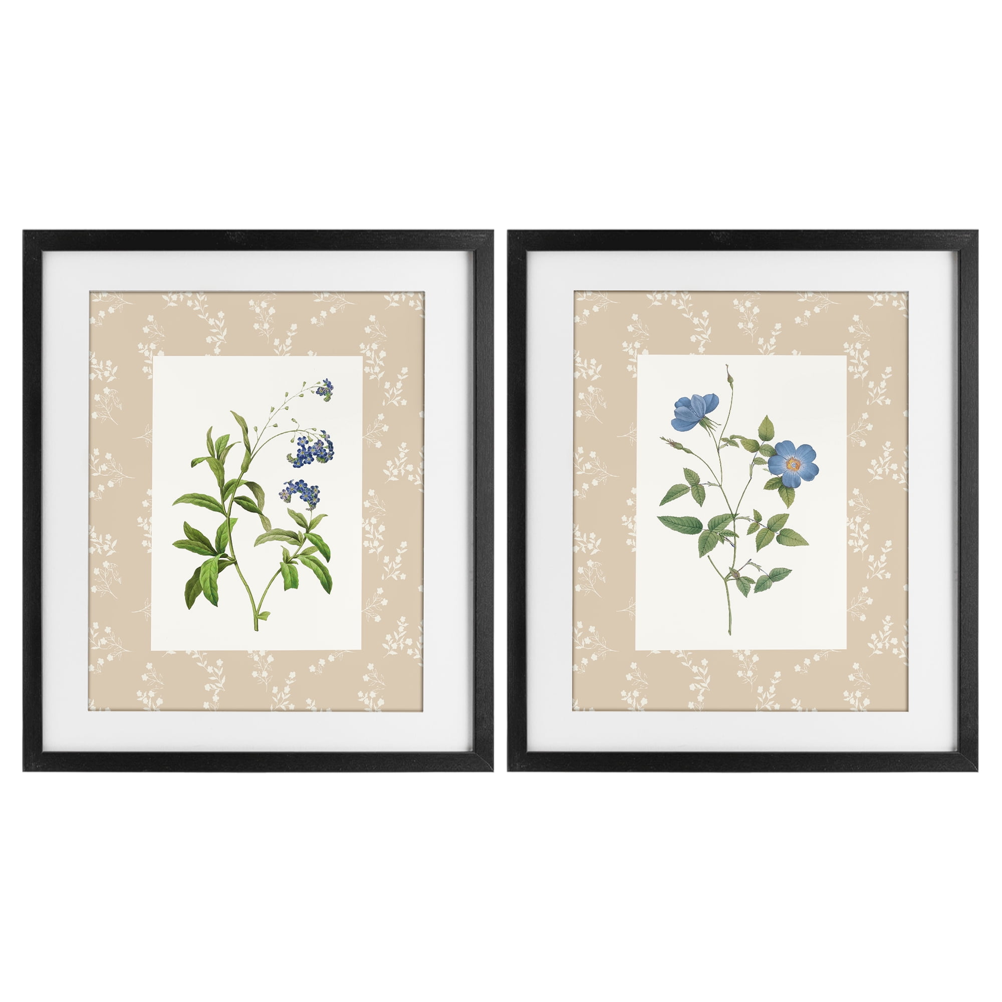 Stupell Industries Herbs on Beige Botanicals 2 Piece Black Framed Print Under Glass Set, design by Val Rhodes