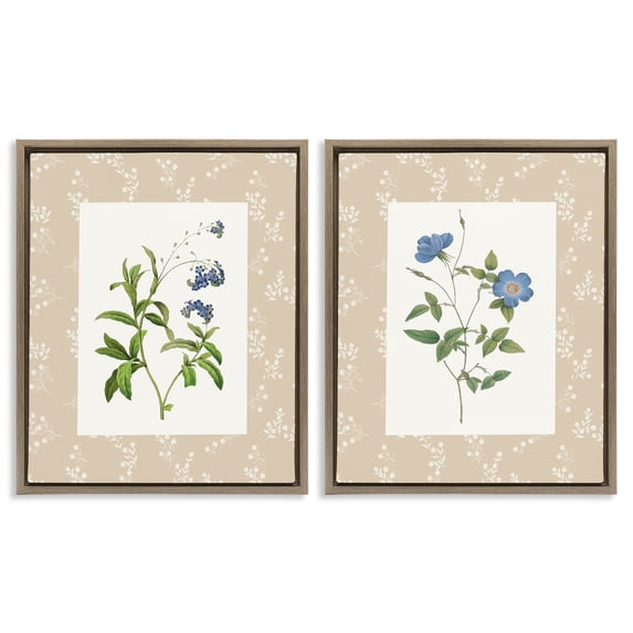 Stupell Industries Shabby Chic Herbs on Beige Botanicals Brown 2pc Floating Frame Art Set, 17 x 21 each, by Val Rhodes