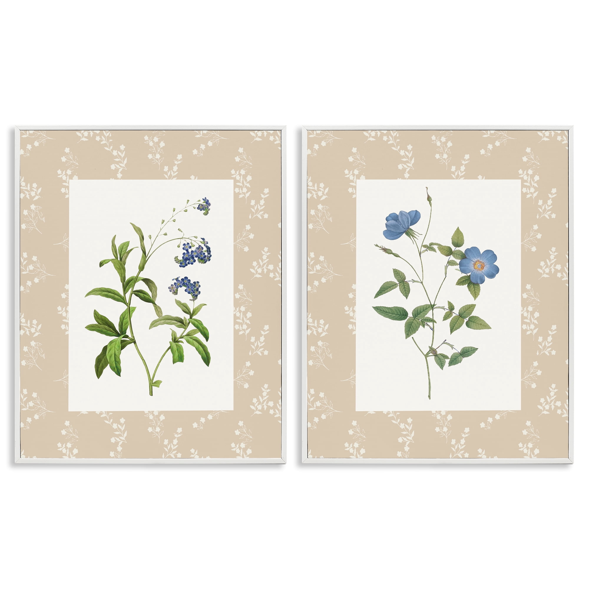 Stupell Industries Herbs on Beige Botanicals 2 Piece White Framed Giclee Art Set, design by Val Rhodes