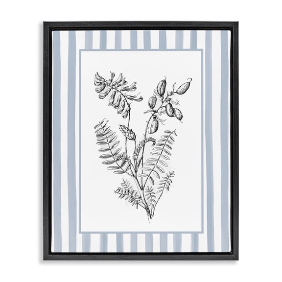 Stupell Industries Herbs with Striped Border Black Framed Floater Canvas Wall Art design by Lettered and Lined, 21 x 17
