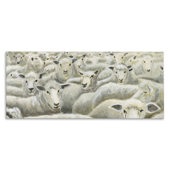Stupell Industries Herd Mentality Sheep Canvas Wall Art design by Michael Willett, 10 x 24