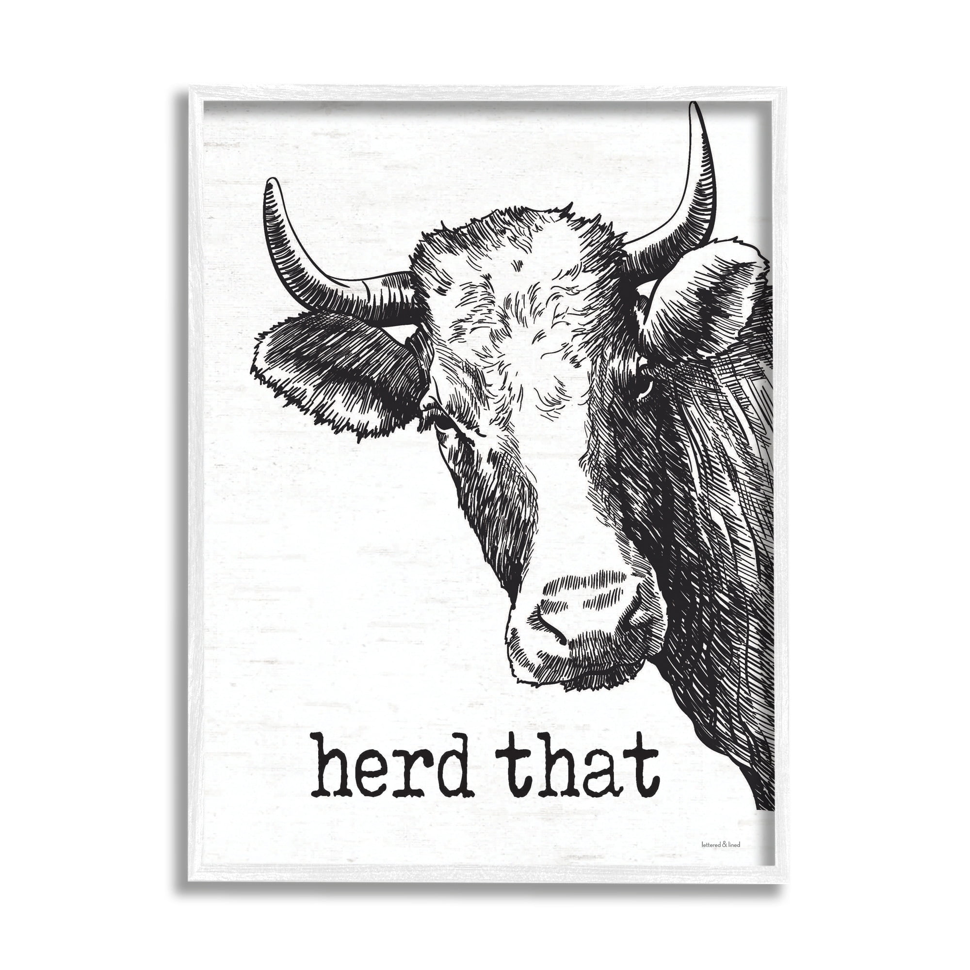 Stupell Industries Herd That Phrase Rustic Longhorn Cattle Portrait, 11 x 14,Design by Lettered and Lined
