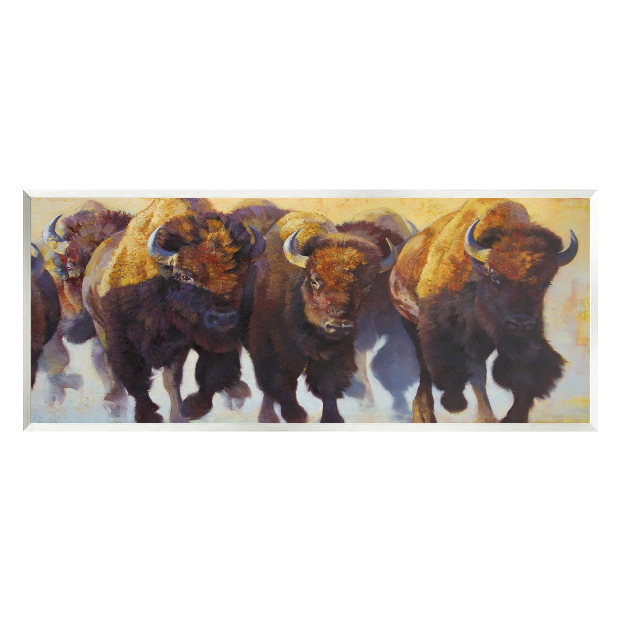 Stupell Industries Herd of Bison Painting Animals & Insects Painting Unframed Art Print Wall Art, 17 x 7