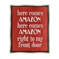 thumbnail image 1 of Stupell Industries Here Comes Amazon Funny Song Graphic Art Luster Gray Floating Framed Canvas Print Wall Art, Design by Lil' Rue, 1 of 9