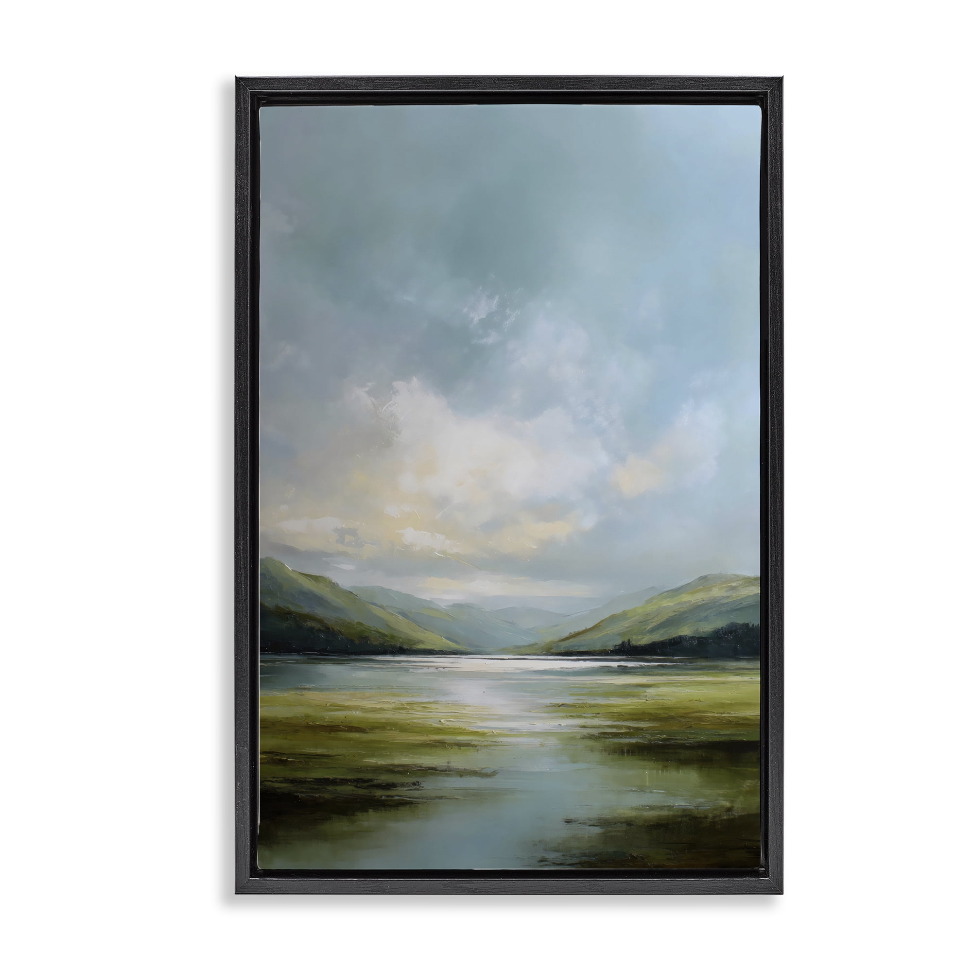 Stupell Industries Here Comes Sun over Valley Black Framed Floater Canvas Wall Art, design by Petal Prints Design