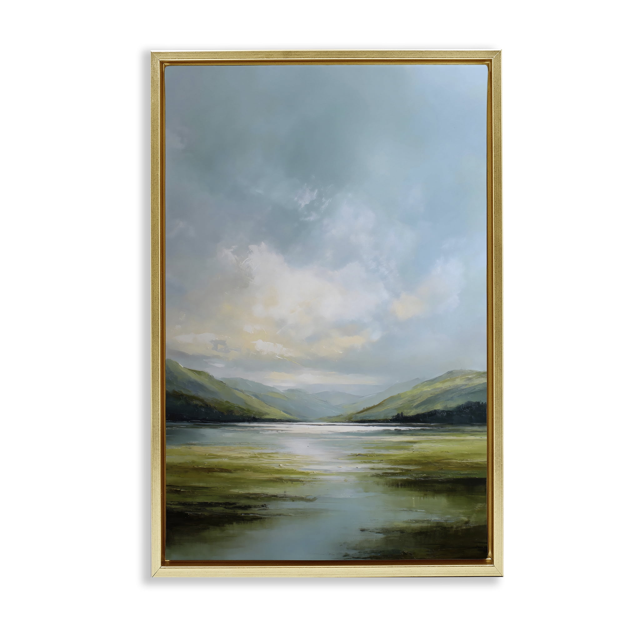 Stupell Industries Here Comes Sun over Valley Gold Framed Floater Canvas Wall Art, design by Petal Prints Design