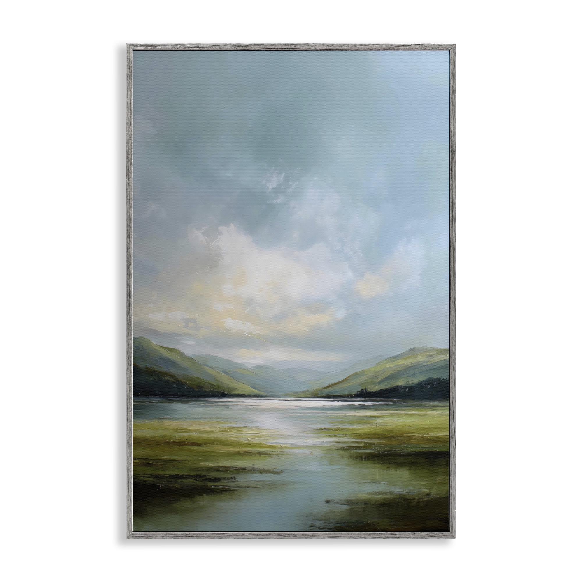 Stupell Industries Here Comes Sun over Valley Gray Framed Giclee Art, design by Petal Prints Design