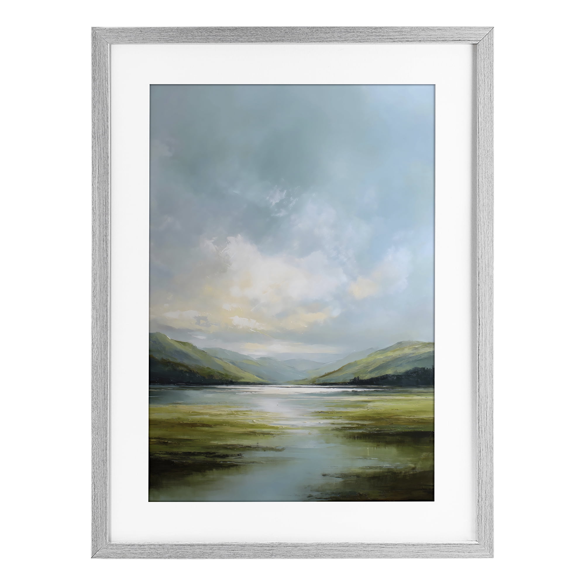 Stupell Industries Here Comes Sun over Valley Gray Framed Print Under Glass, design by Petal Prints Design