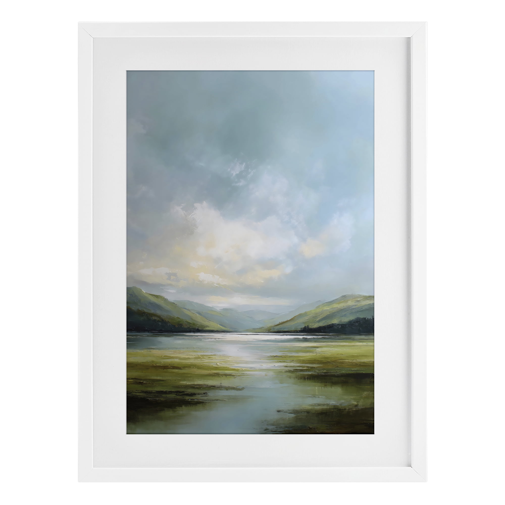 Stupell Industries Here Comes Sun over Valley White Framed Print Under Glass, design by Petal Prints Design