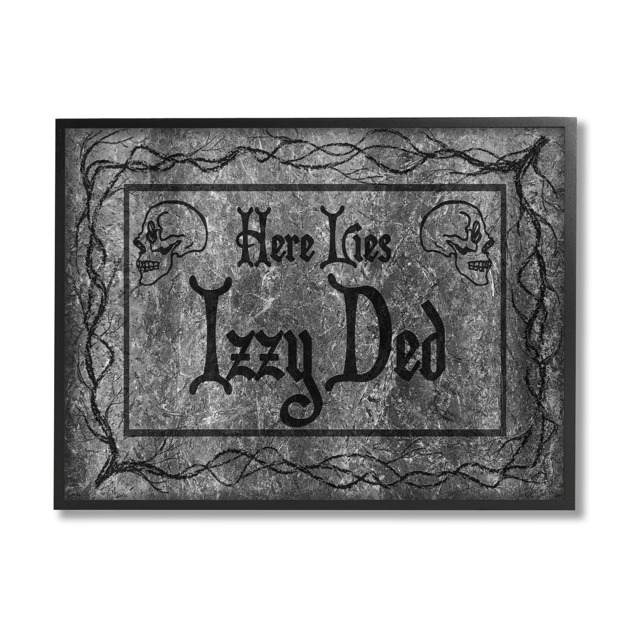 Stupell Industries Here Lies Izzy Ded Gravestone Graphic Art Black Framed Art Print Wall Art, Design by Lil' Rue - image 1 of 7