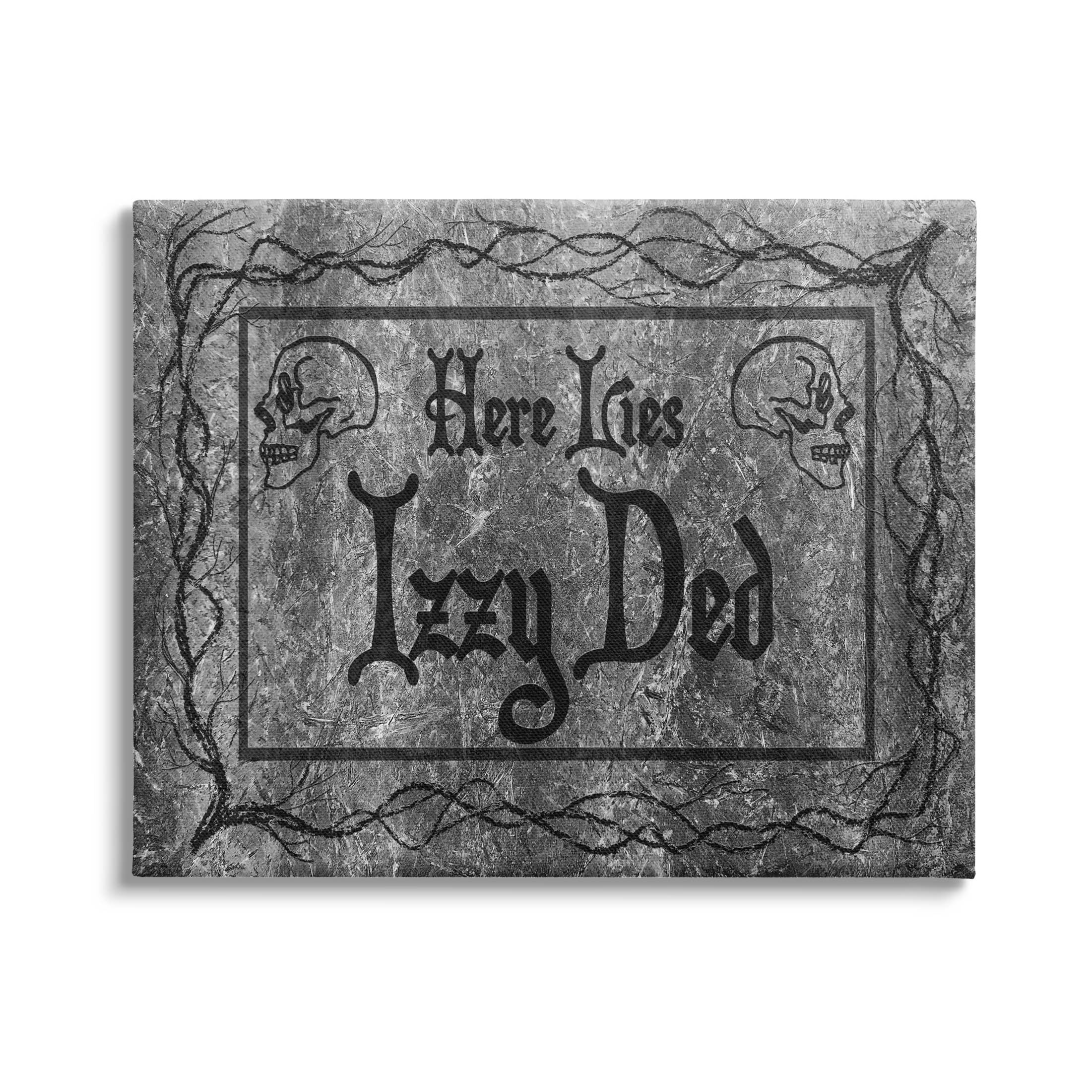 Gray and Black Gravestone Graphic Canvas Wall Art, 48 x 36