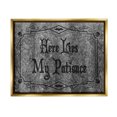 thumbnail image 1 of Stupell Industries Here Lies My Patience Tombstone Graphic Art Metallic Gold Floating Framed Canvas Print Wall Art, Design by Lil' Rue, 1 of 6