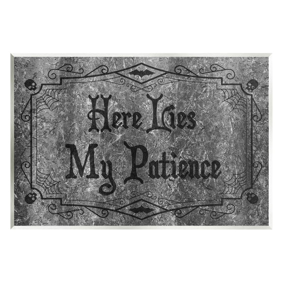 Stupell Industries Here Lies My Patience Tombstone Graphic Art Unframed Art Print Wall Art, Design by Lil' Rue