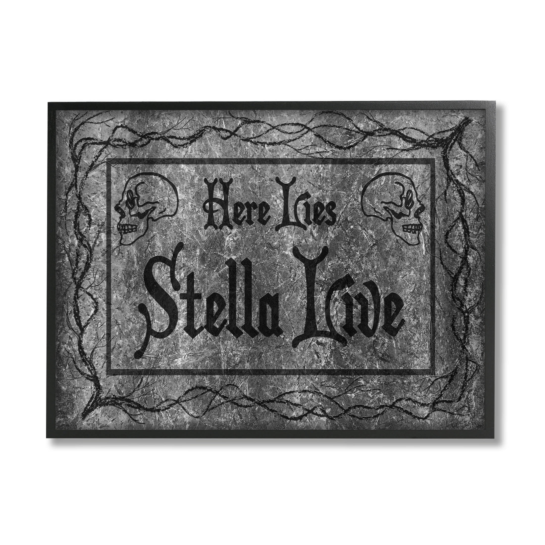 Stupell Industries Here Lies Stella Live Grave Graphic Art Black Framed Art Print Wall Art, Design by Lil' Rue