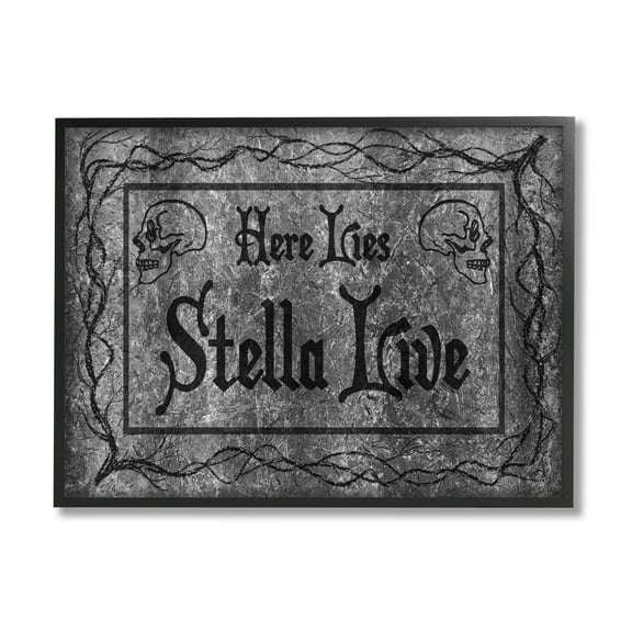 Stupell Industries Here Lies Stella Live Grave Graphic Art Black Framed Art Print Wall Art, Design by Lil' Rue