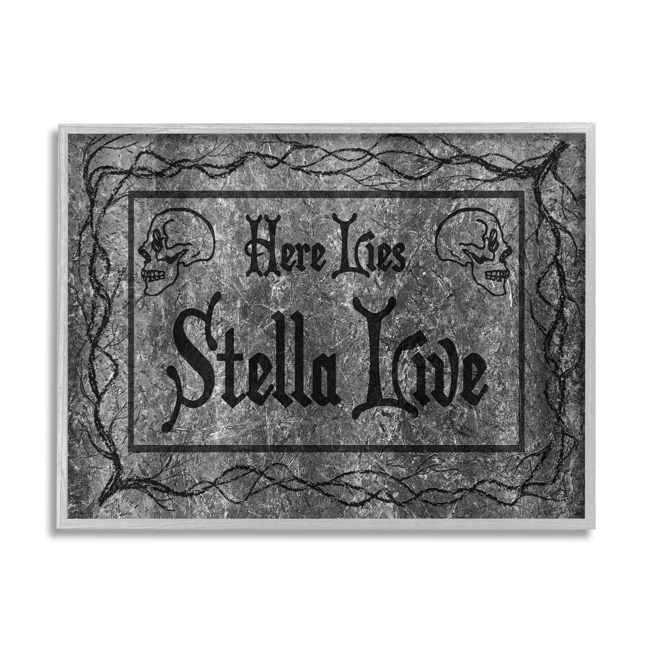 Stupell Industries Here Lies Stella Live Grave Graphic Art Gray Framed Art Print Wall Art, Design by Lil' Rue