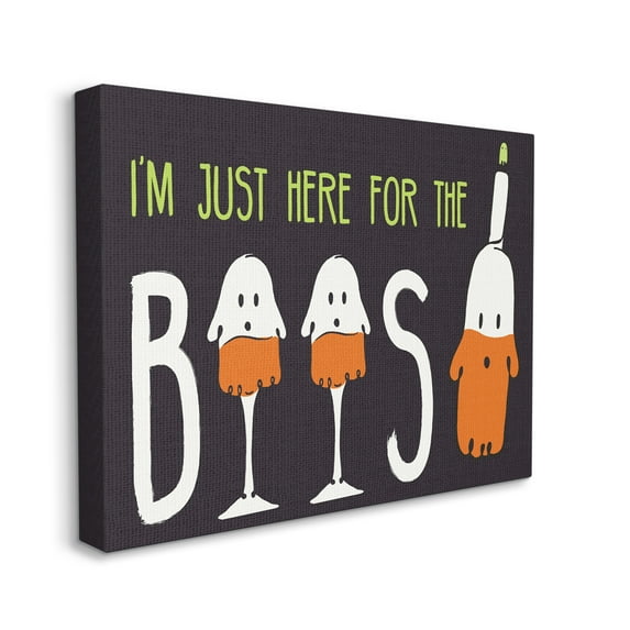 Stupell Industries Here for the Boos Phrase Halloween Ghost Pun Fairy Tales & Fantasy Painting Gallery Wrapped Canvas Art Print Wall Art, 16 x 20