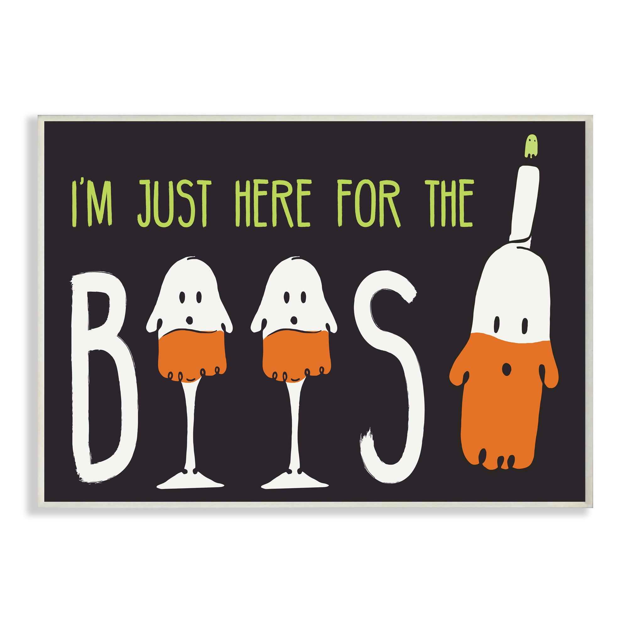Stupell Industries Here for the Boos Phrase Halloween Ghost Pun Fairy Tales & Fantasy Painting Unframed Art Print Wall Art, 13 x 19