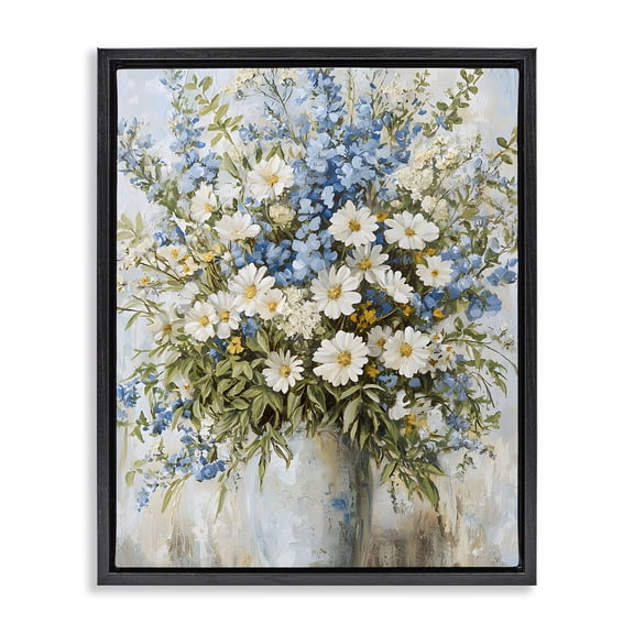 Stupell Industries Heritage Style Bouquet Floral Painting Black Floater Framed Canvas Art Print Wall Art, 17 x 21