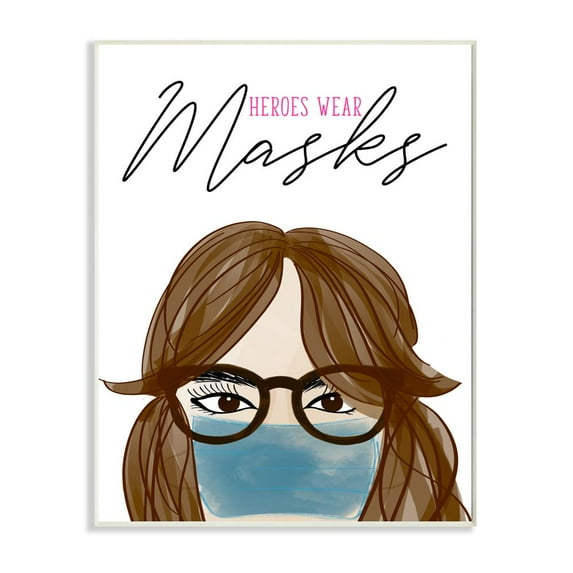 Stupell Industries Heroes Wear Masks Doctor Nurse Healthcare Quote Graphic Art Unframed Art Print Wall Art, 10x15, by Anna Quach