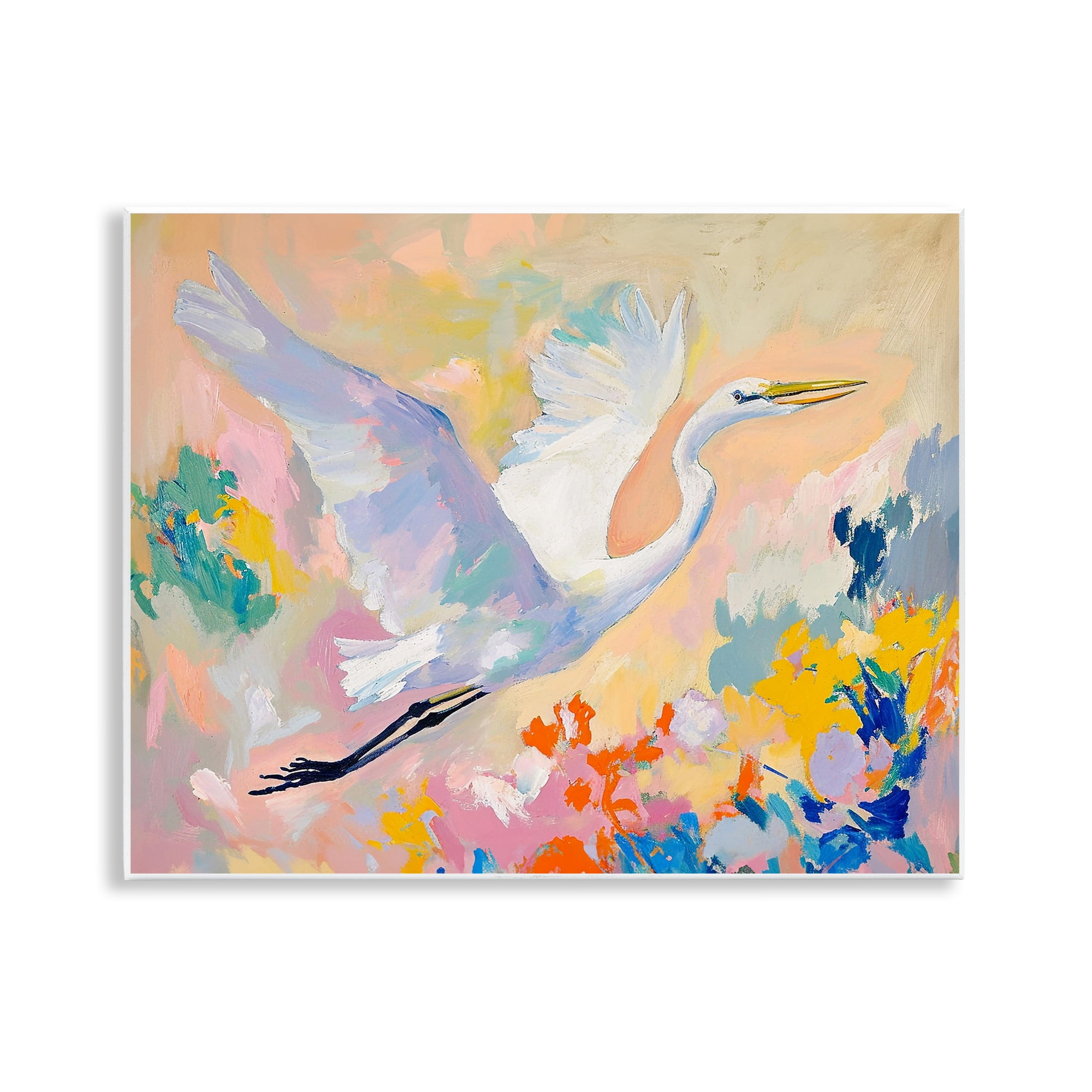 Stupell Industries Heron & Abstract Botanicals Animals & Insects Painting Unframed Art Print Wall Art, 14 x 11