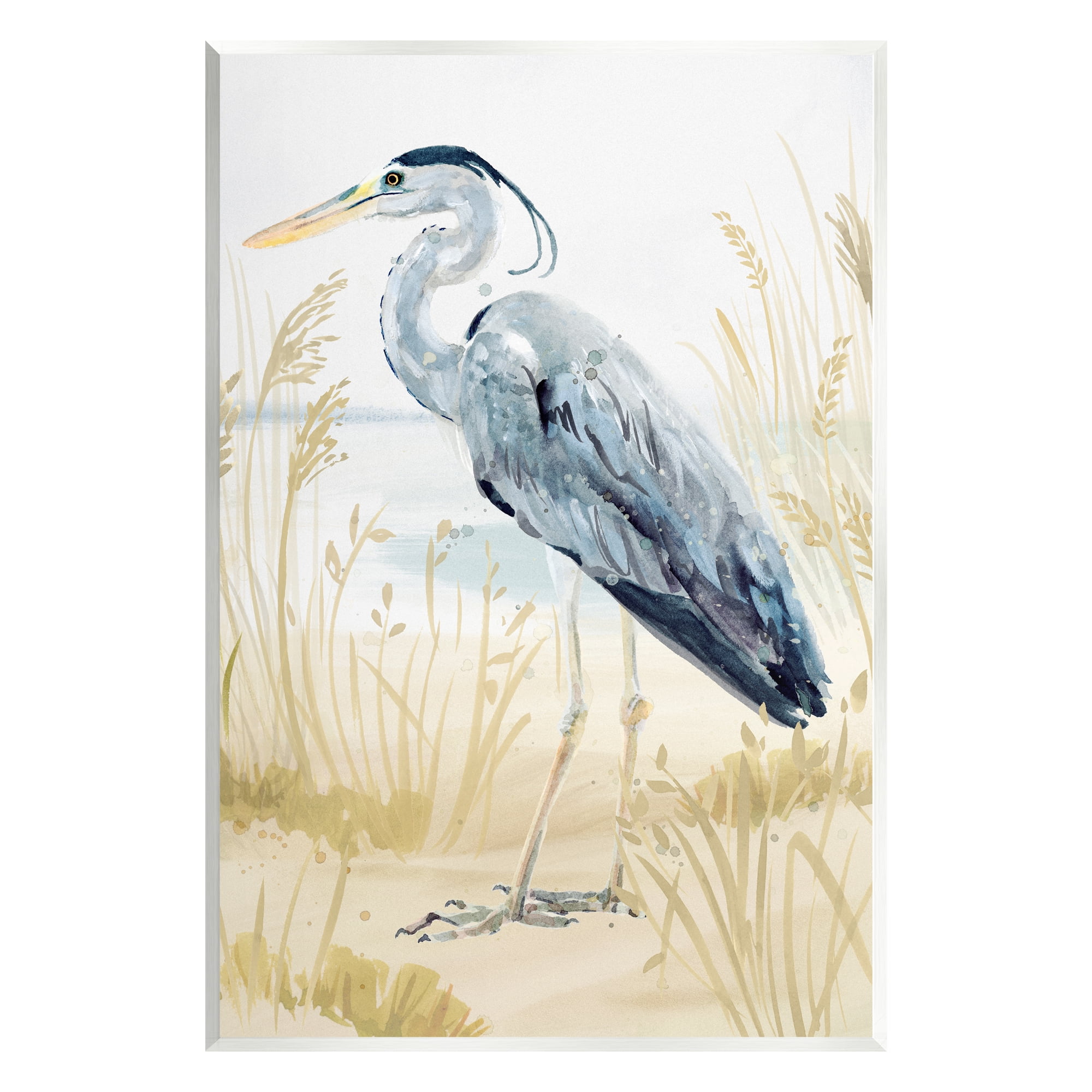 Stupell Industries Heron & Beach Grass Animals & Insects Painting Unframed Art Print Wall Art, 13 x 19