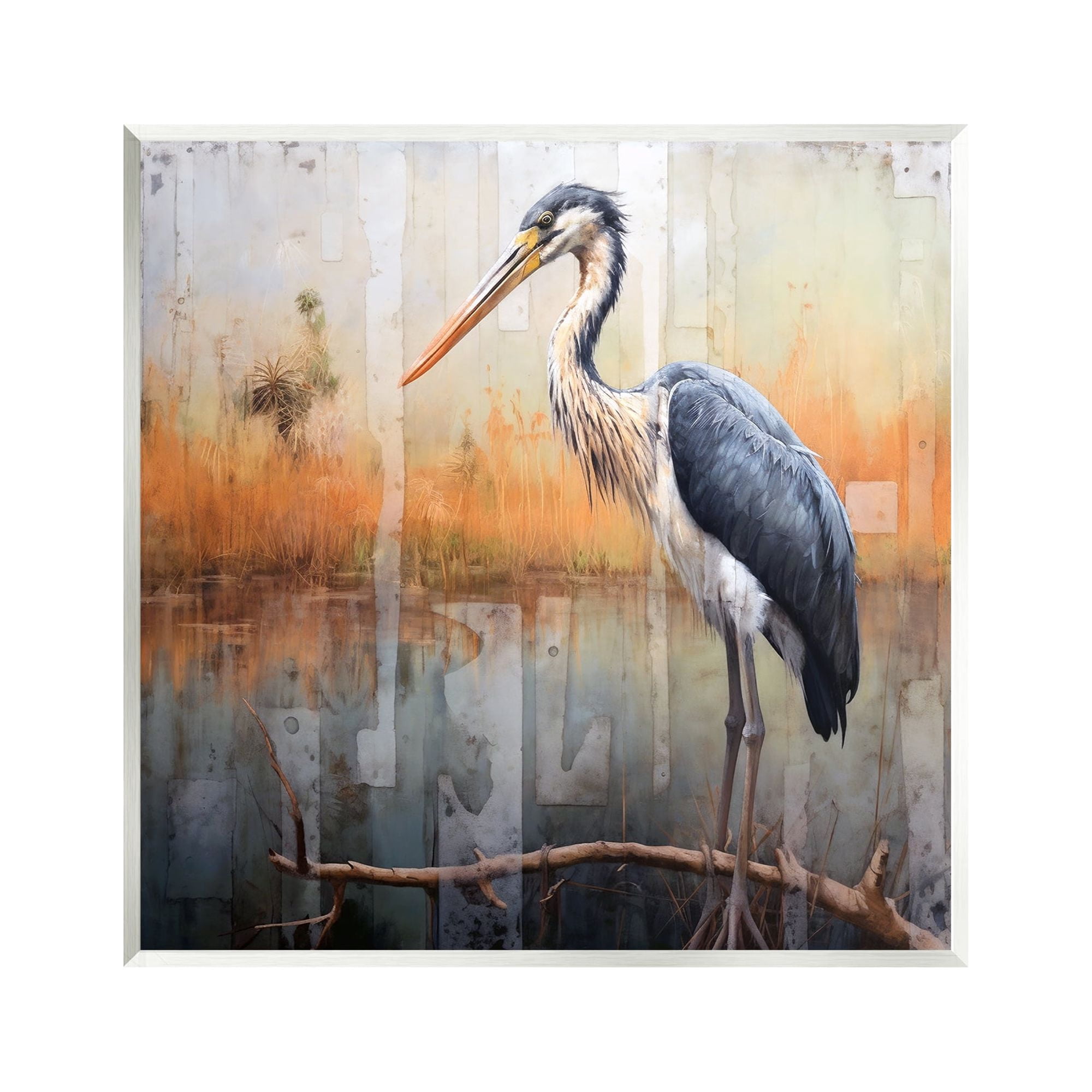 Stupell Industries Heron Bird Abstraction Animals & Insects Painting Unframed Art Print Wall Art, 12 x 12