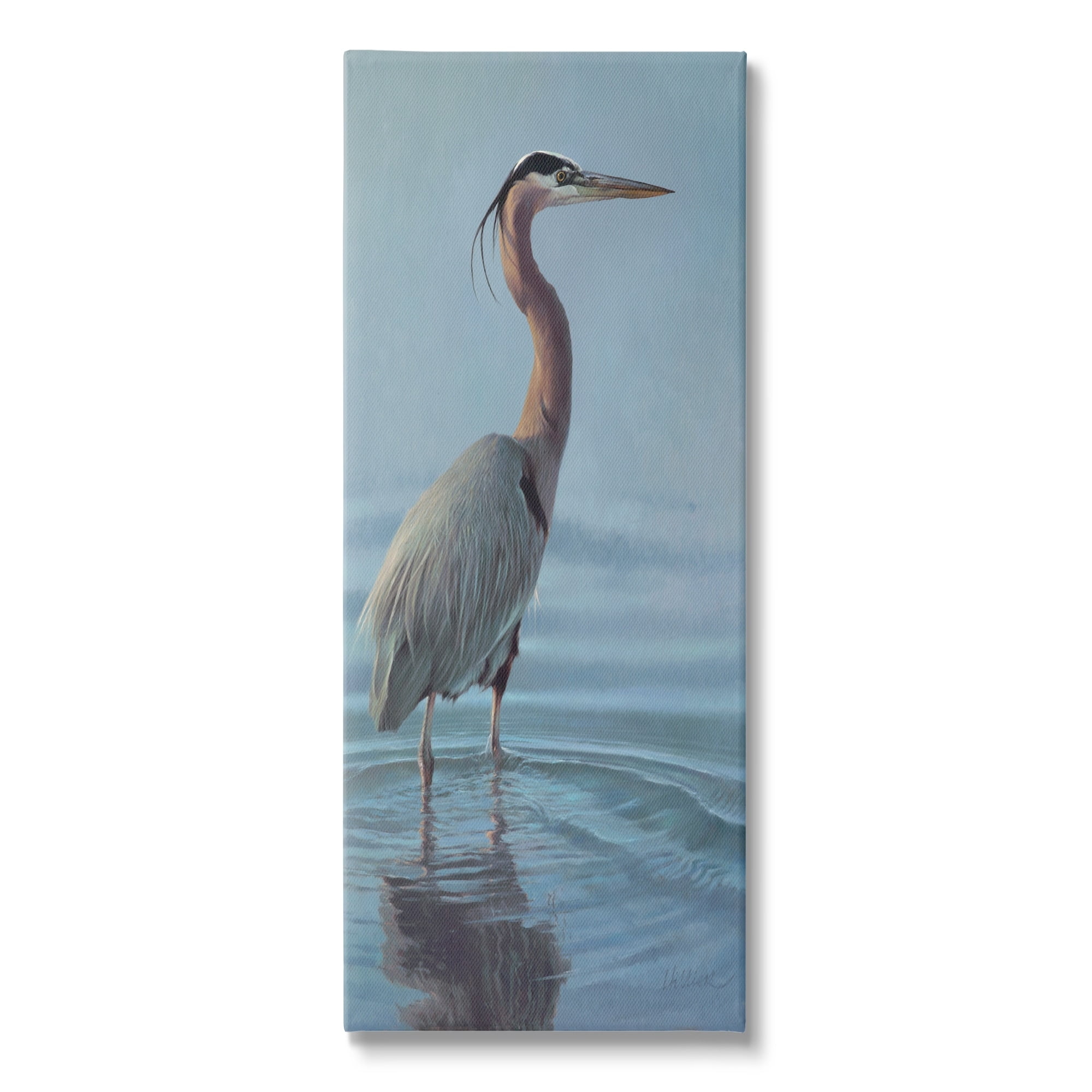 Stupell Industries Heron Bird Perched Ocean Ripples Coastal Painting Gallery Wrapped Canvas Print Wall Art
