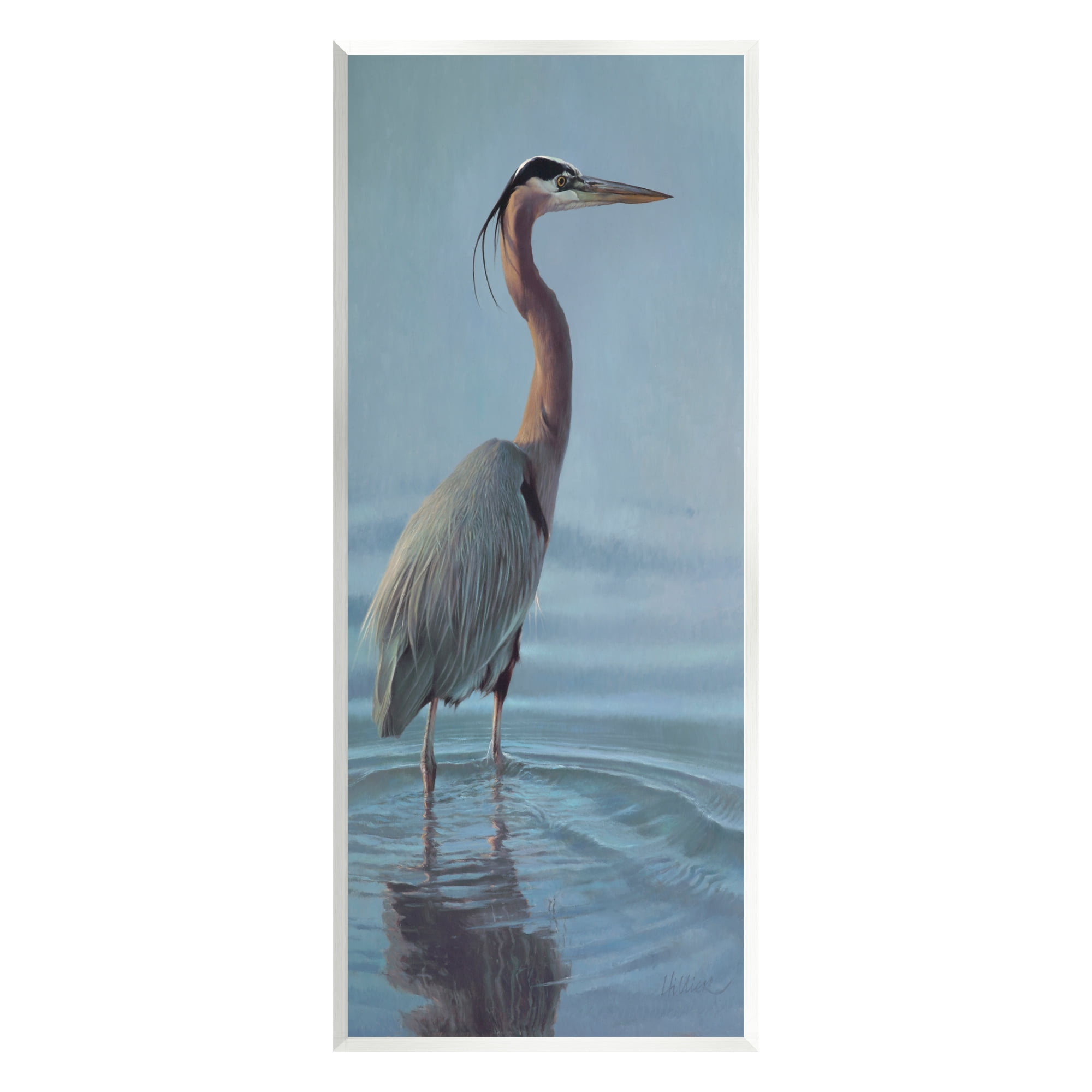 Stupell Industries Heron Bird Perched Ocean Ripples Coastal Painting Unframed Art Print Wall Art