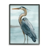Stupell Industries Heron Bird on Beach Animals & Insects Painting Black Framed Art Print Wall Art, 11 x 14