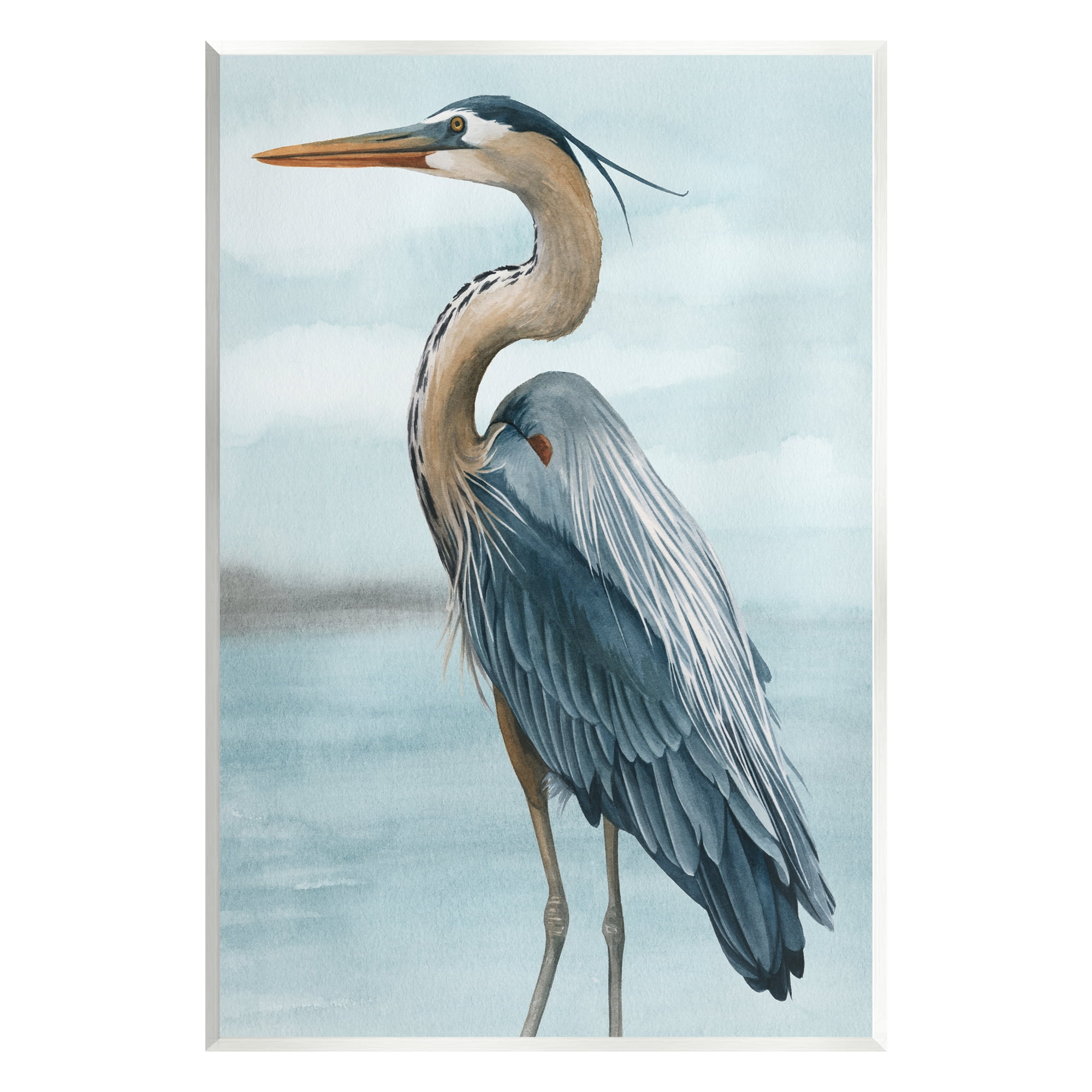 Grace Popp Heron Bird Beach Scene 10" x 15" MDF Wall Art