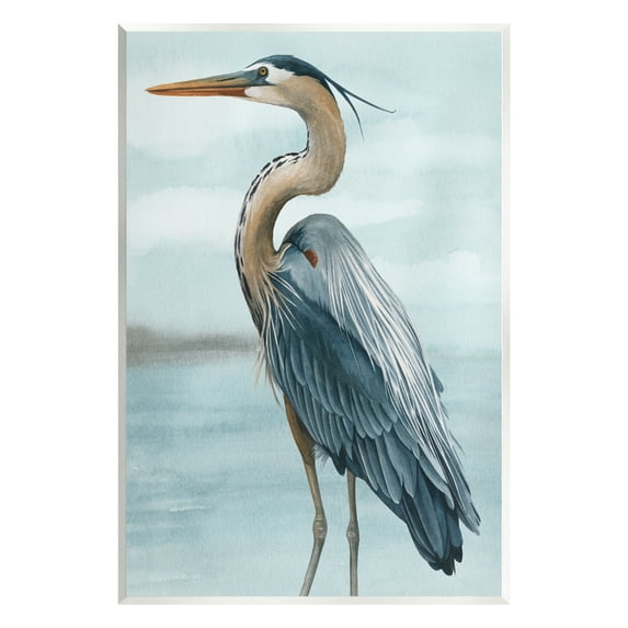 Stupell Industries Heron Bird on Beach Animals & Insects Painting Unframed Art Print Wall Art, 10 x 15