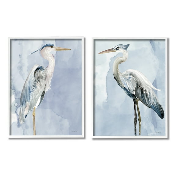 Stupell Industries Heron Birds Standing Blue Sky Watercolor Painting , 11 x 14, Design by Stellar Design Studio