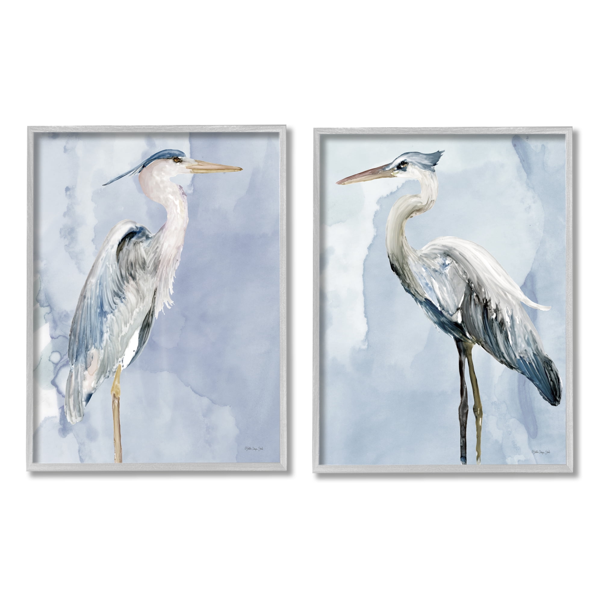 Stupell Industries Heron Birds Standing Blue Sky Watercolor Painting , 16 x 20, Design by Stellar Design Studio