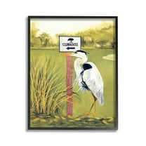 Stupell Industries Heron & Clubhouse Sign Animals & Insects Painting Black Framed Art Print Wall Art, 11 x 14