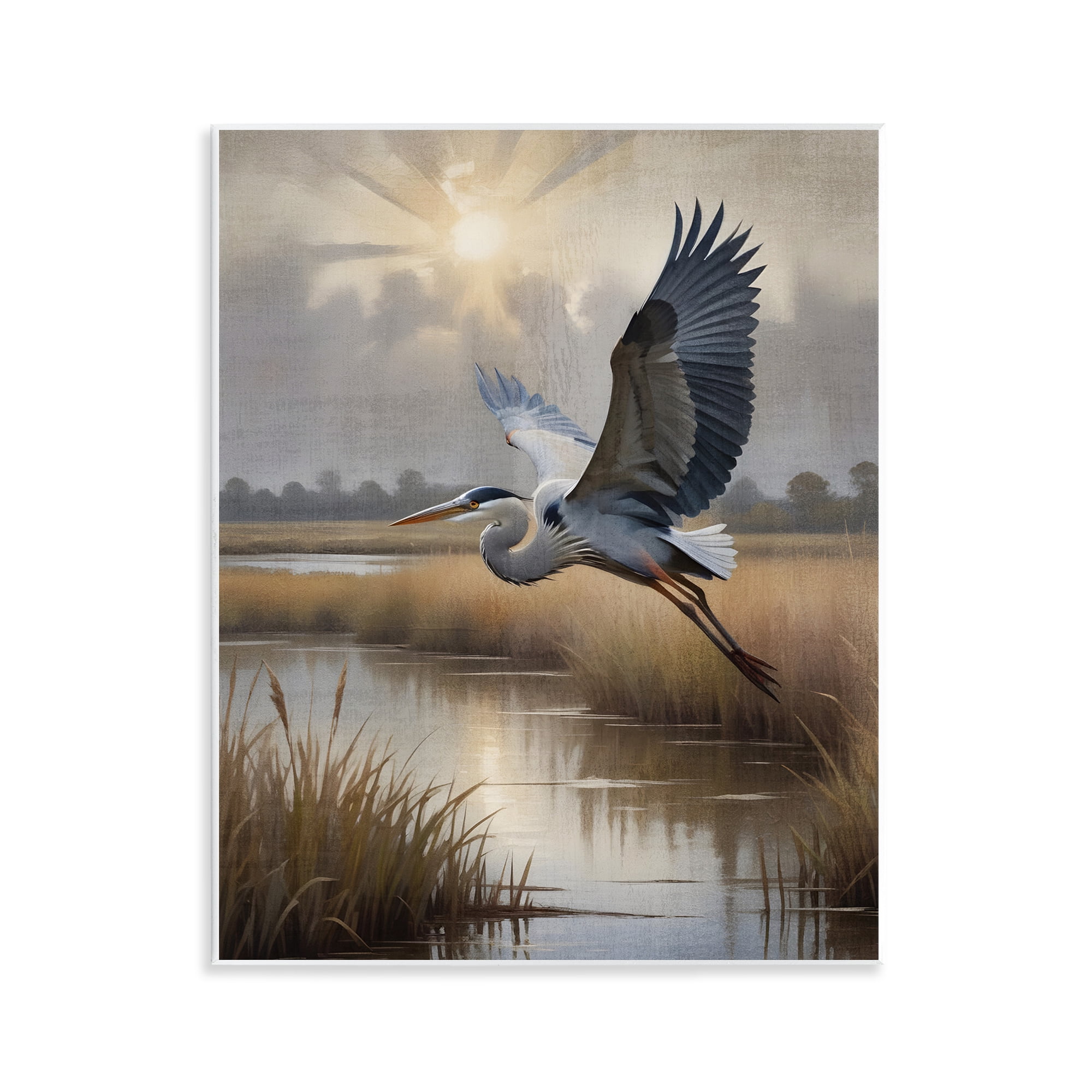 Stupell Industries Heron Flight over Wetlands Wall Plaque Art, design by Susan Arnot