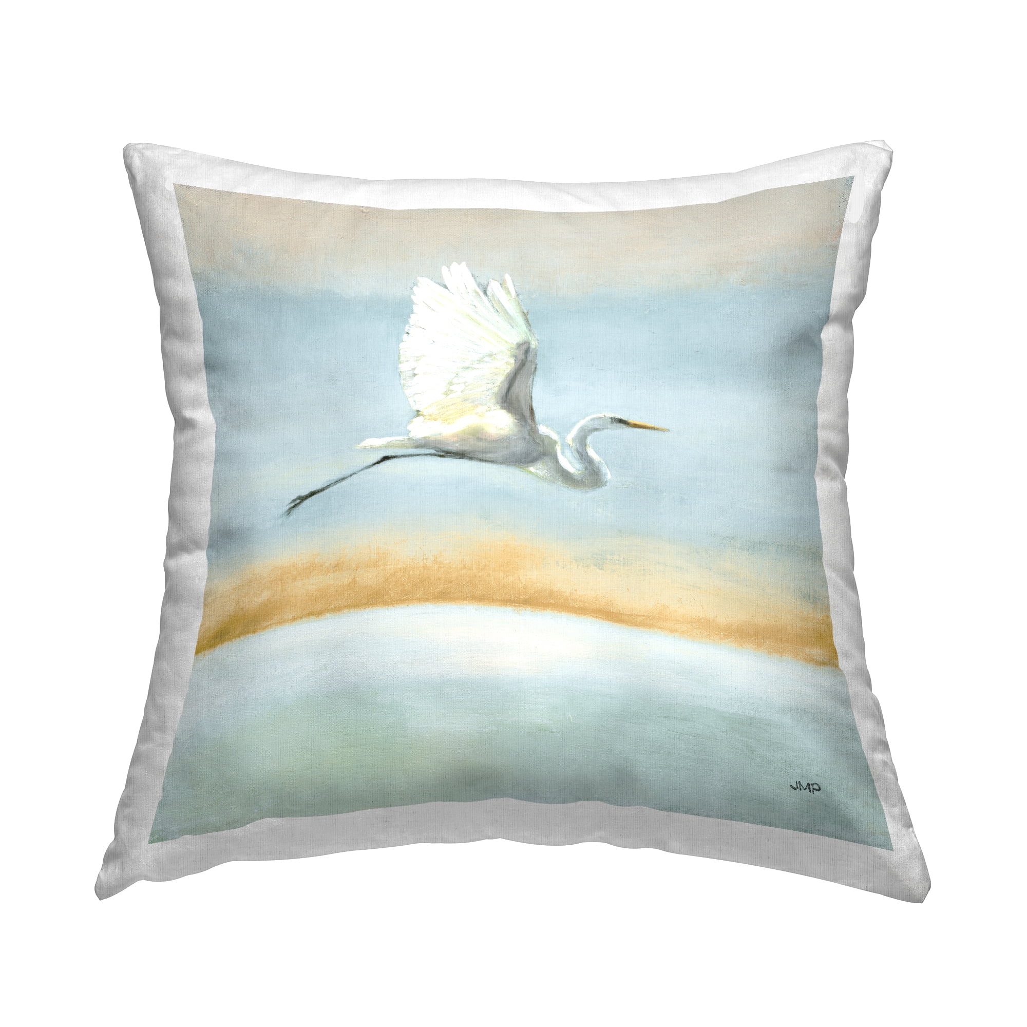 Stupell Industries Heron Flying Nautical Landscape Square Decorative Printed Throw Pillow, 18 x 18