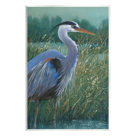 Stupell Industries Heron Landscape Painting Animals & Insects Painting Unframed Art Print Wall Art, 10 x 15