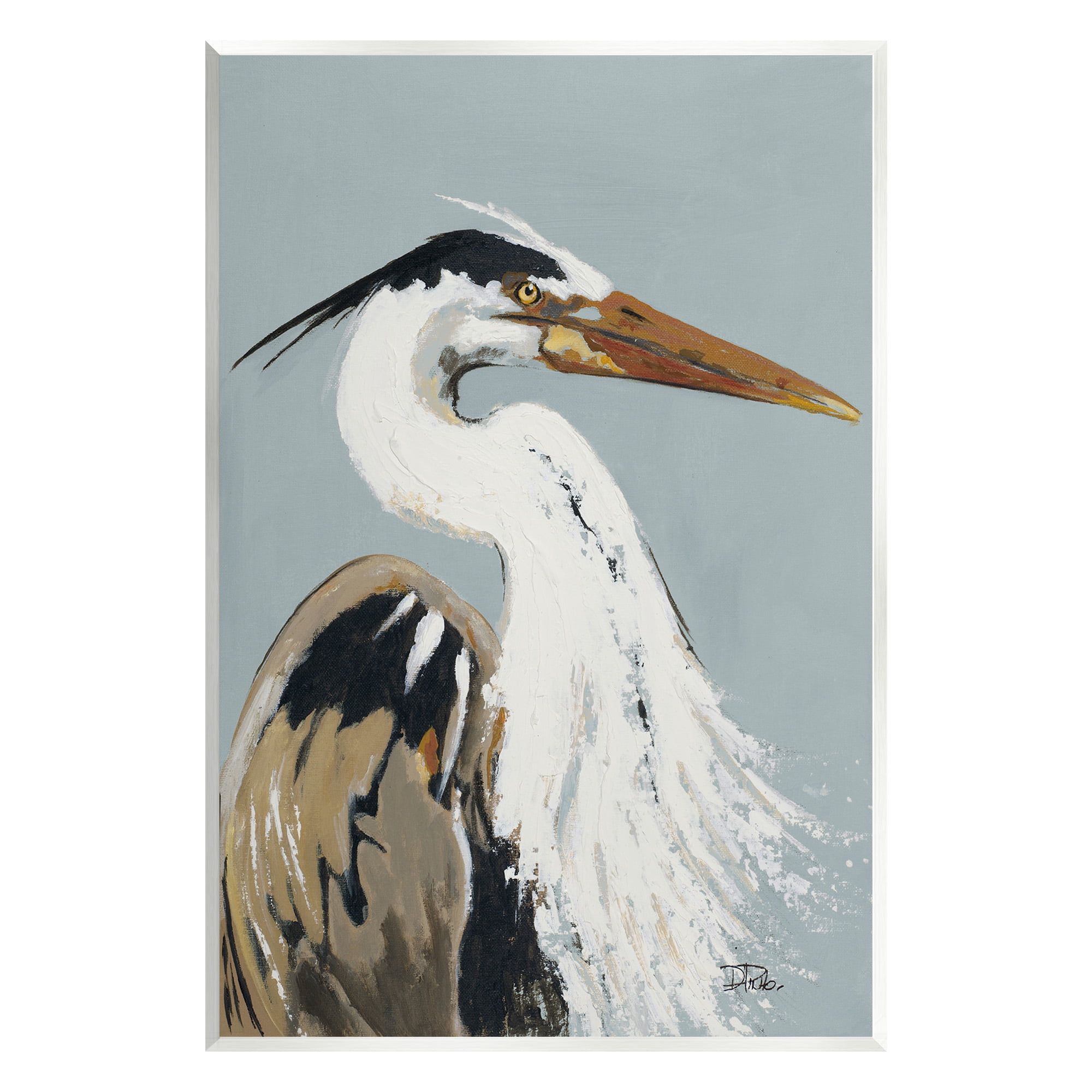 Stupell Industries Heron Looking Right Animals & Insects Painting Unframed Art Print Wall Art, 13 x 19